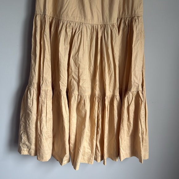 Eskandar Tan Cotton Tiered Maxi Skirt with Pocket Small - Picture 7 of 10